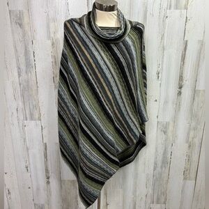 Big Buddha Multicolor Striped Cowl‎ Neck Poncho